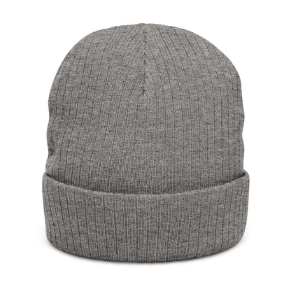 WOVN Embroidered Ribbed Knit Beanie – Cozy Black Cuffed Winter Hat