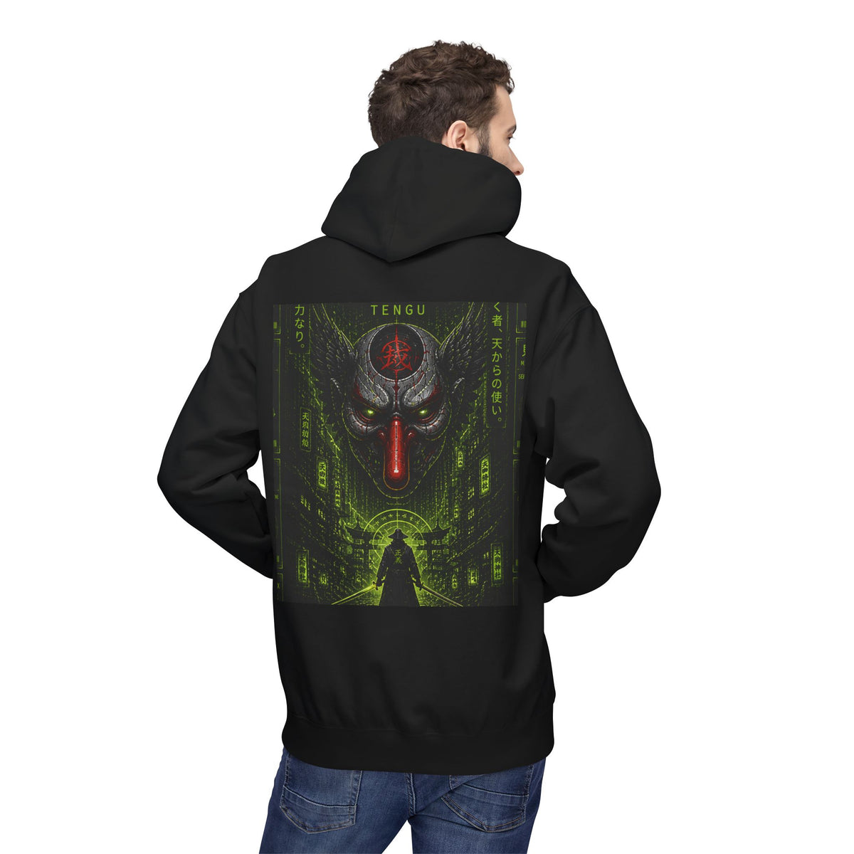 Cyber Demon Hoodie — WOVN Logo Tech Noir Graphic Pullover