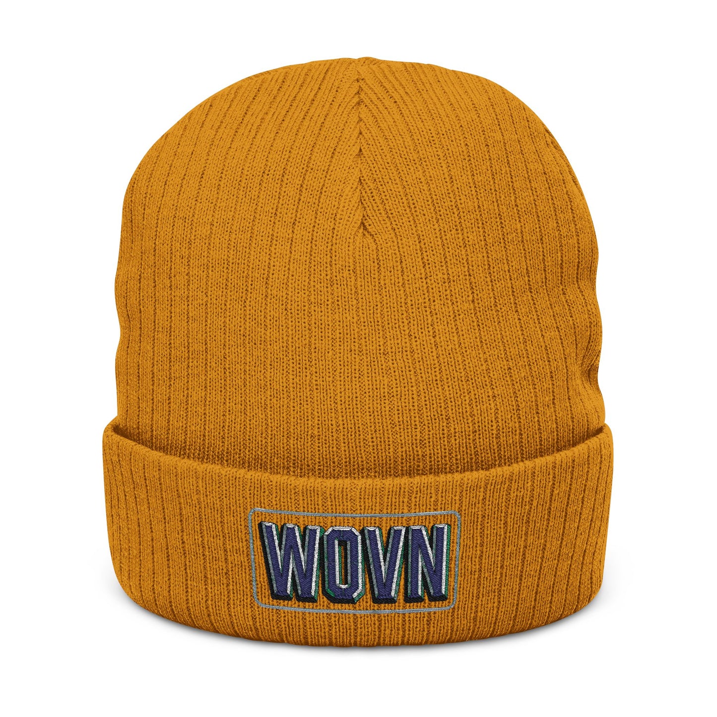 WOVN Embroidered Ribbed Knit Beanie – Cozy Black Cuffed Winter Hat