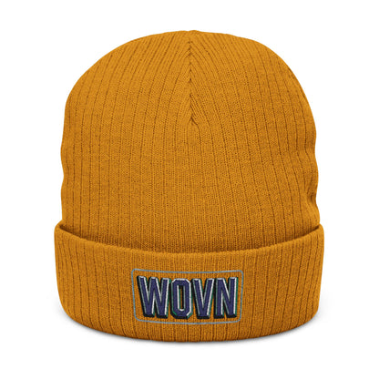 WOVN Embroidered Ribbed Knit Beanie – Cozy Black Cuffed Winter Hat