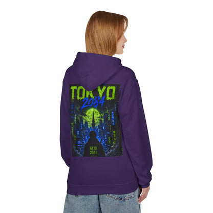 Tokyo 2084 Cyber City Hoodie — Neon Retro Futuristic Graphic
