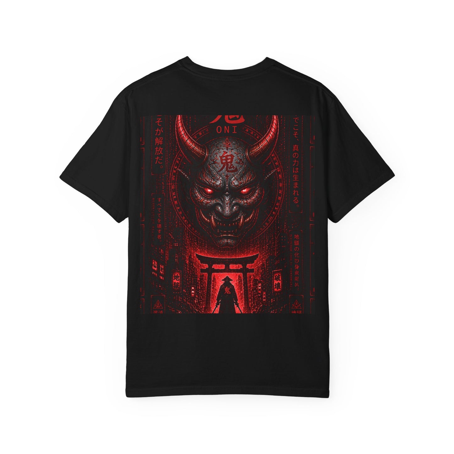 Demon Gate Graphic T-Shirt — Red Oni Samurai Back Print