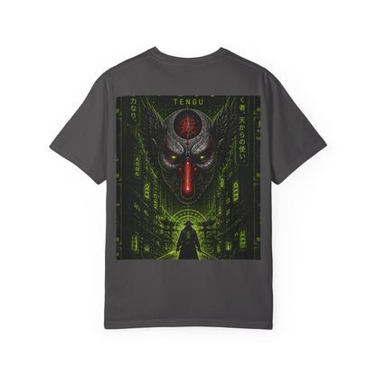 T-Shirt — 'WOVN' Tengu Cyberpunk Graphic Tee (Garment-Dyed)