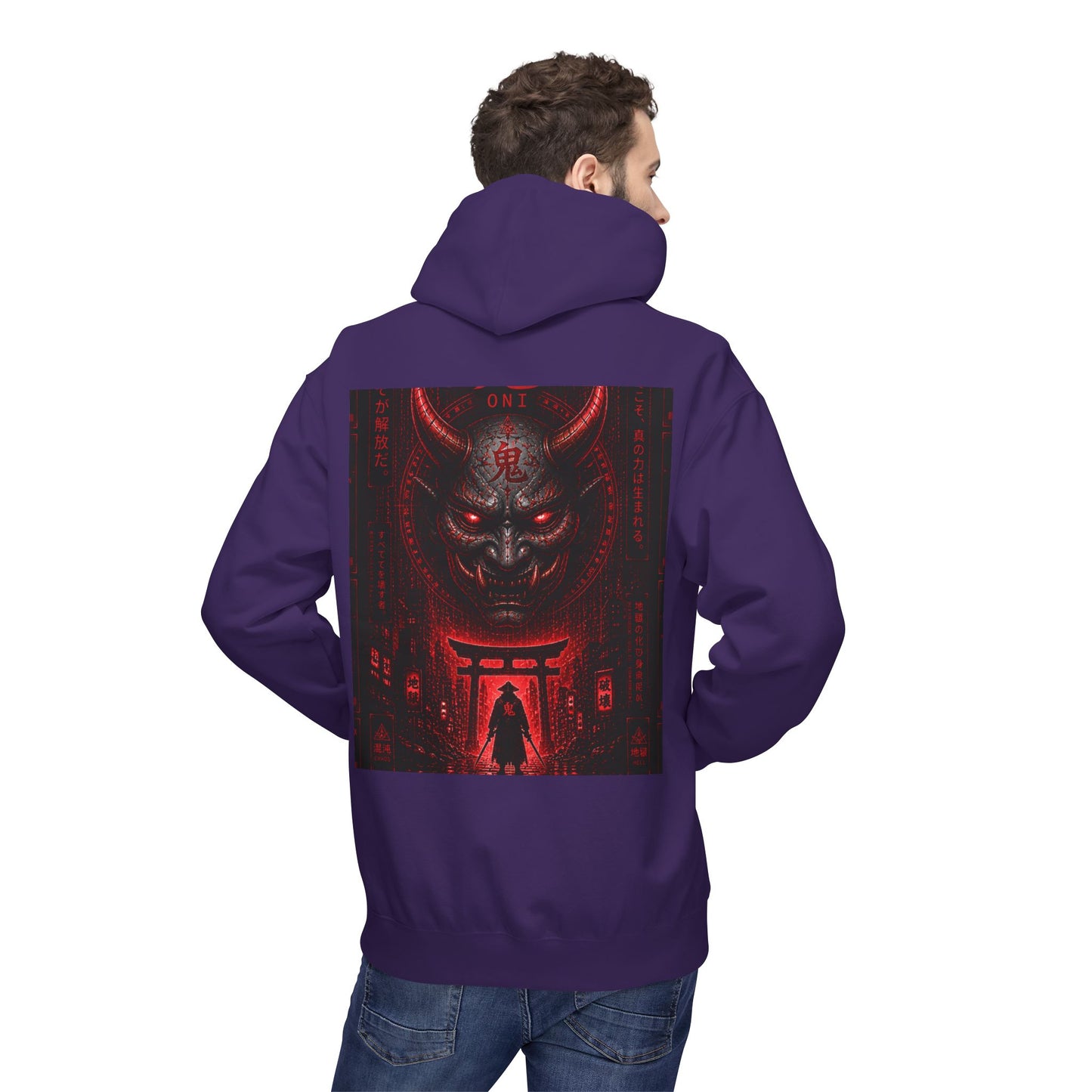 Hoodie — Red Oni Shrine Graphic Hoodie (WOVN Chest Logo)