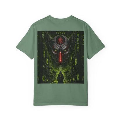 T-Shirt — 'WOVN' Tengu Cyberpunk Graphic Tee (Garment-Dyed)