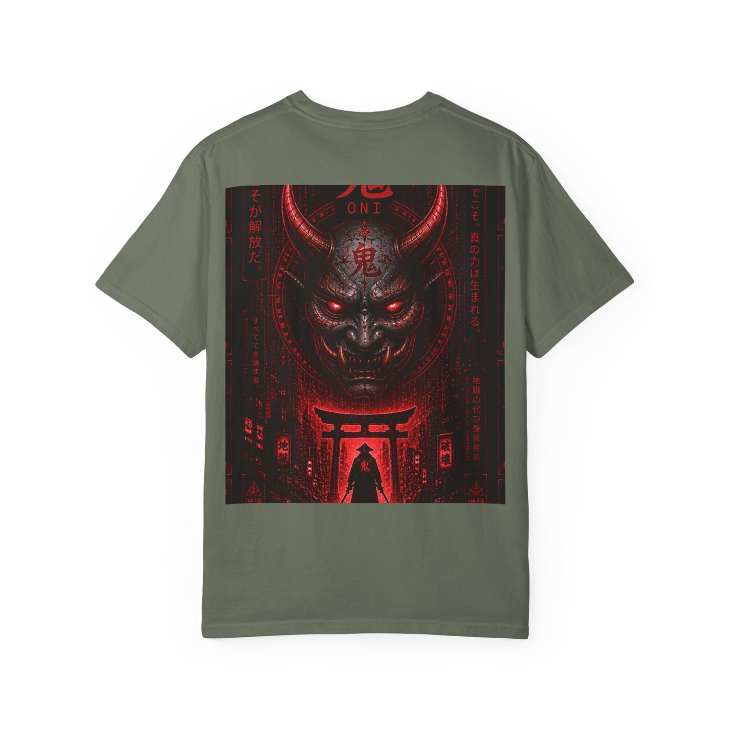 Demon Gate Graphic T-Shirt — Red Oni Samurai Back Print
