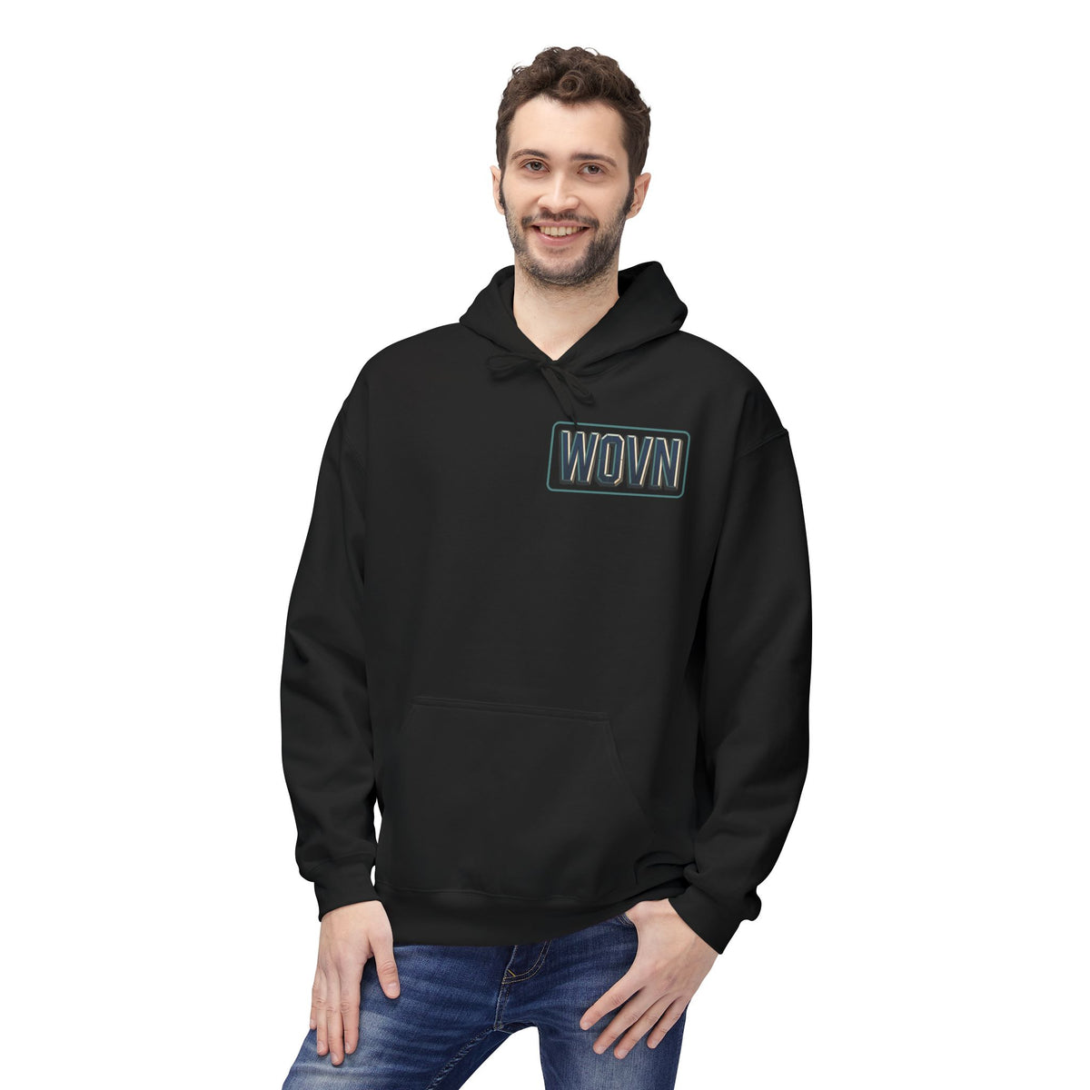 Cyber Demon Hoodie — WOVN Logo Tech Noir Graphic Pullover