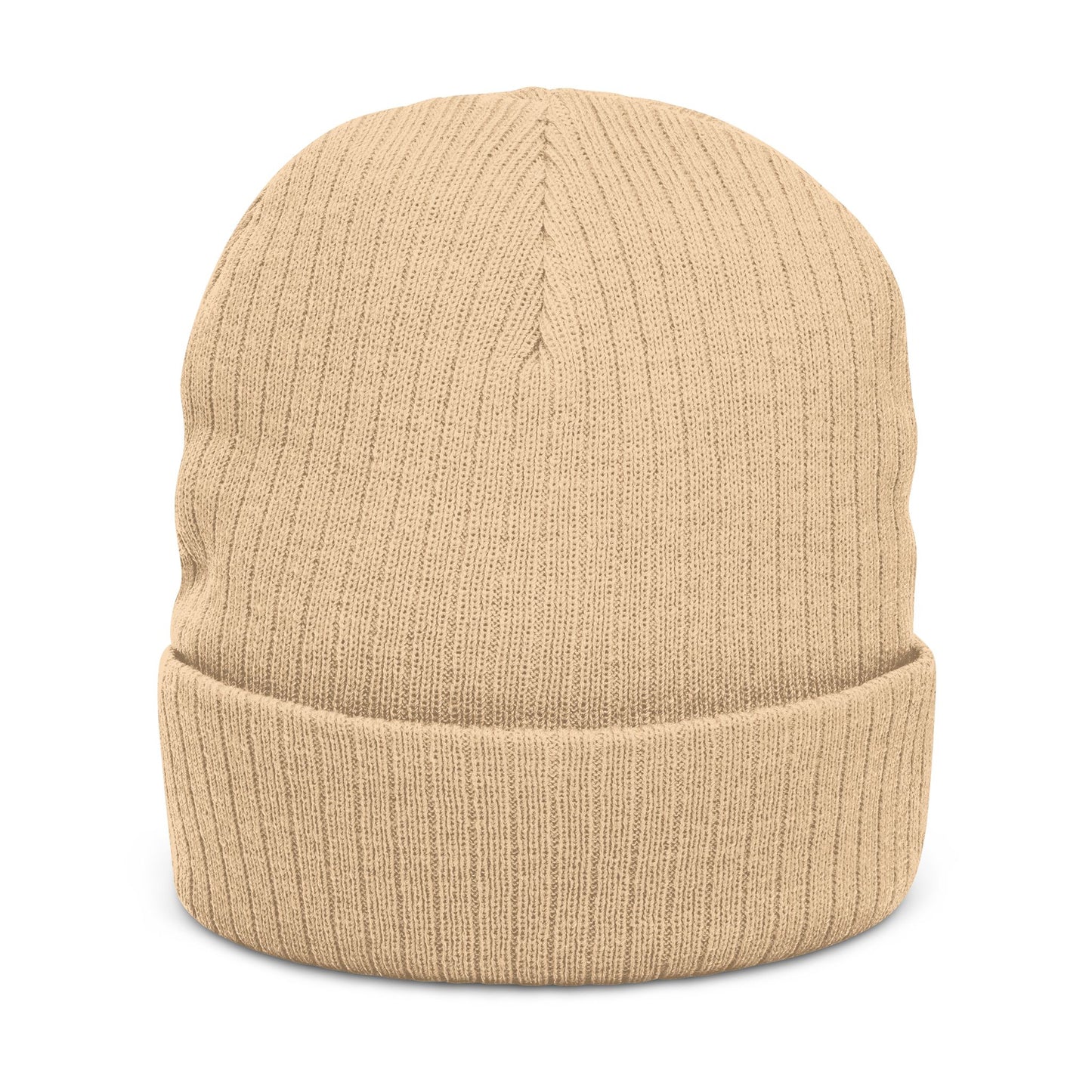 WOVN Embroidered Ribbed Knit Beanie – Cozy Black Cuffed Winter Hat