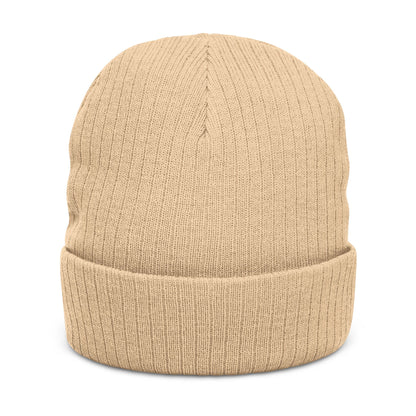WOVN Embroidered Ribbed Knit Beanie – Cozy Black Cuffed Winter Hat