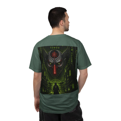 T-Shirt — 'WOVN' Tengu Cyberpunk Graphic Tee (Garment-Dyed)